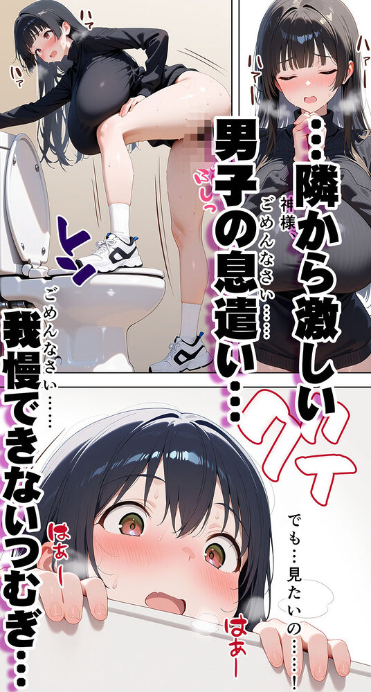 すけべ過ぎてシスターになるの諦めた私...大学の男子便所でオナってたら隣の個室もオナッててててっ...ひぃ思わずのぞいたら目が合って始まる...初恋？ 画像5