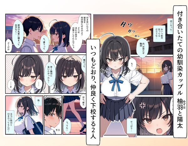 黒髪巨乳の幼馴染が──彼氏との初H直前に見知らぬ男の催●で堕とされる話 画像1
