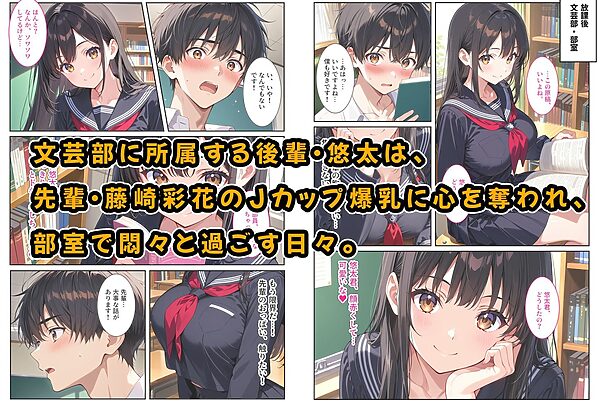 文芸部の先輩(爆乳)におっぱい揉ませてと土下座でお願いしたら… 画像1