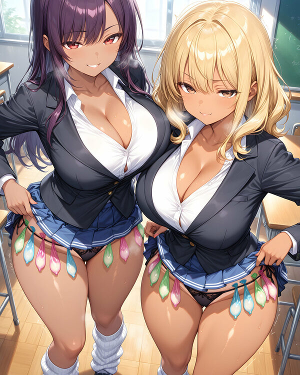 超ミニスカ女学園5〜パンツ丸見えの黒ギャルJK達にセクハラしたり、ぶっかけたり、チ〇ポのお世話してもらうイラスト集〜 画像10