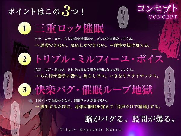 【3重脳イキ】トリプル催●ハーレム〜囁きに支配され腰の奥が痙攣する「絶対快楽」三重奏〜 画像3