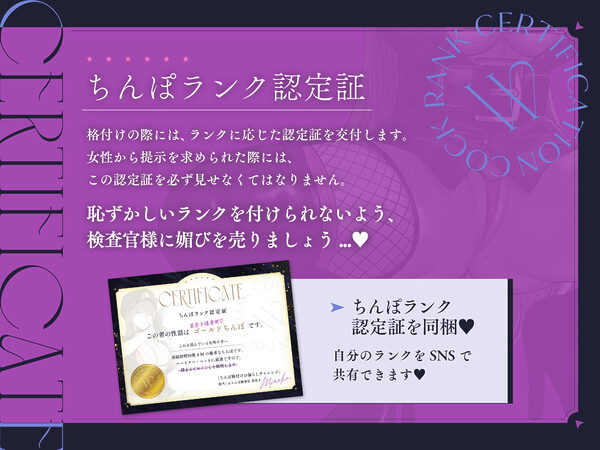 【ちんぽランク認定証付き】射精方法でランクが変わる！妖艶な美女検査官による『ちんぽ格付け』オナサポ 画像5